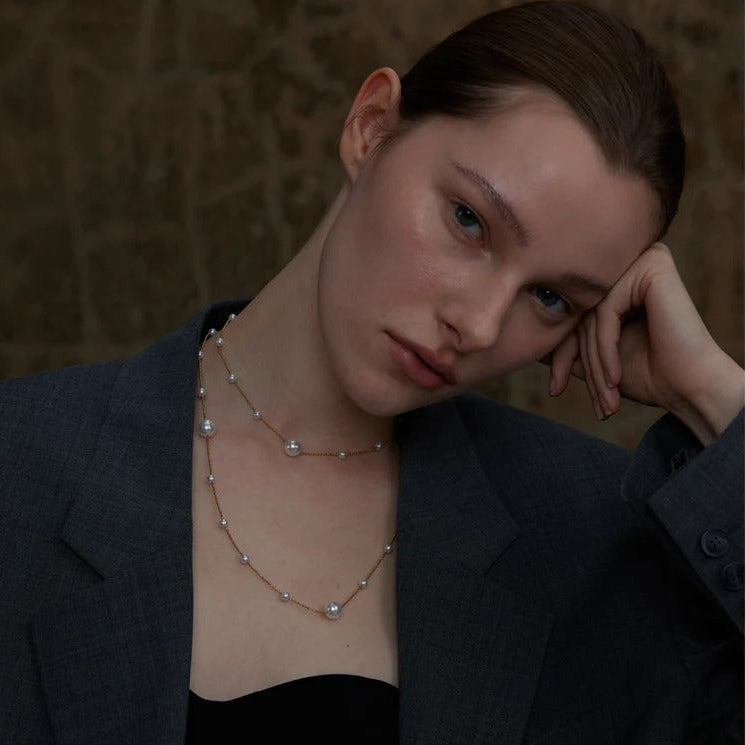 Collier Perles Blanches Nacrées