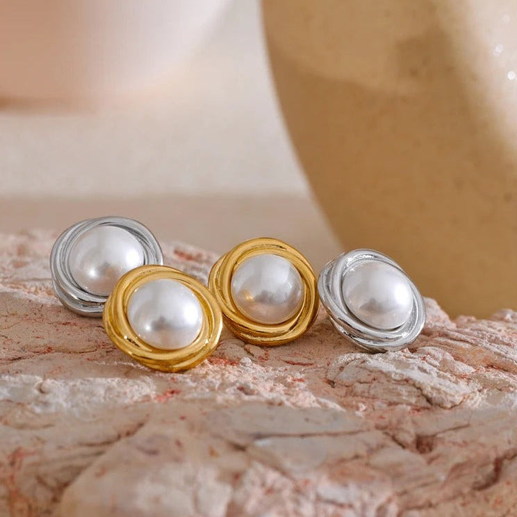 Boucle d'Oreilles Circulaire Perles Naturelles