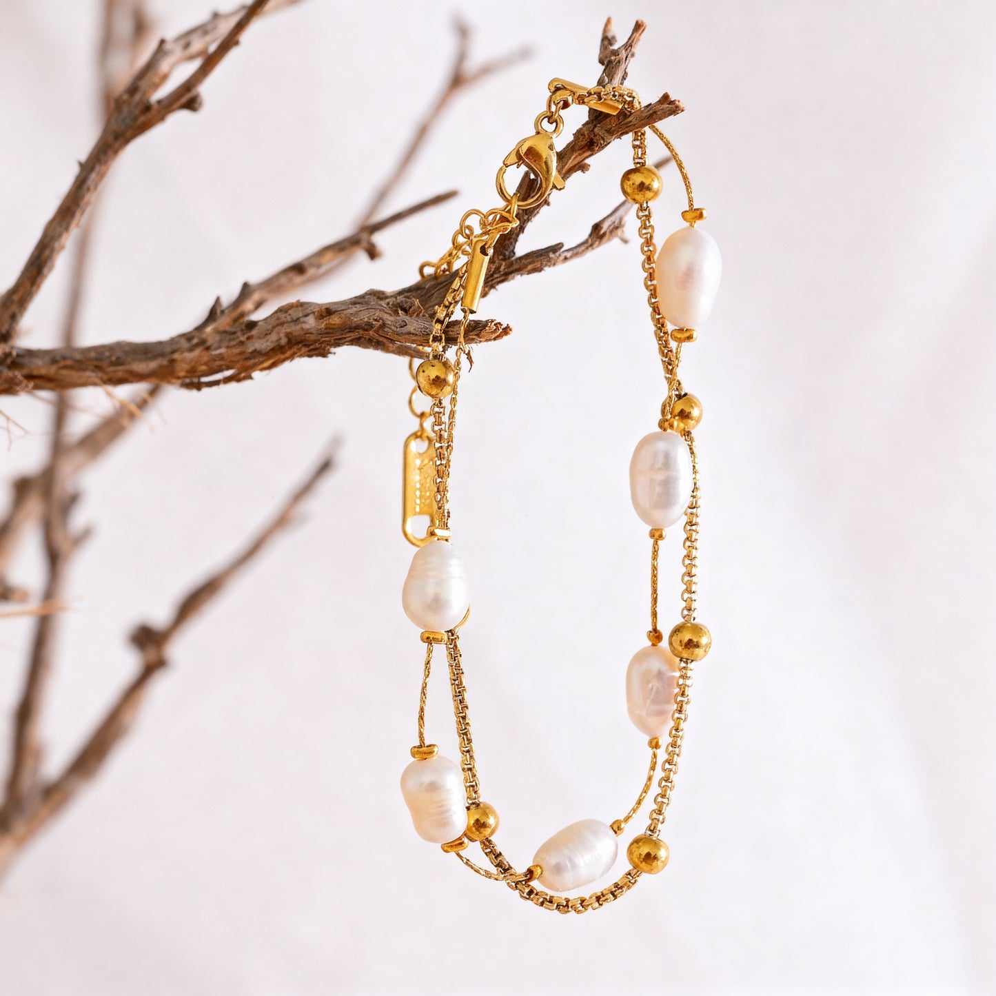 Bracelet Double Perles Baroque