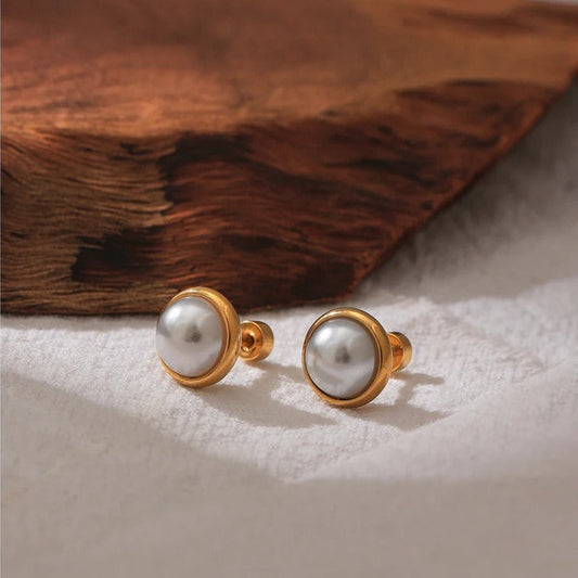 Boucles d'Oreilles Demi-Perles Blanches