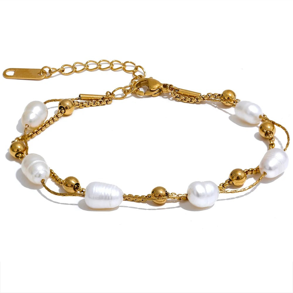 Bracelet Double Perles Baroque