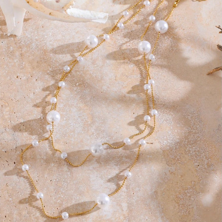 Collier Perles Blanches Nacrées