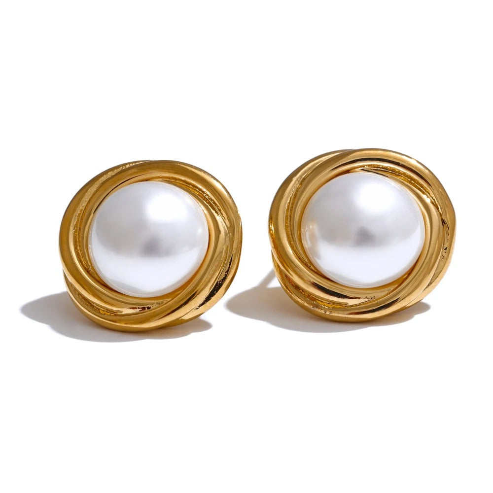 Boucle d'Oreilles Circulaire Perles Naturelles