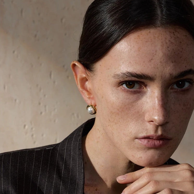 Boucle d'Oreilles Circulaire Perles Naturelles